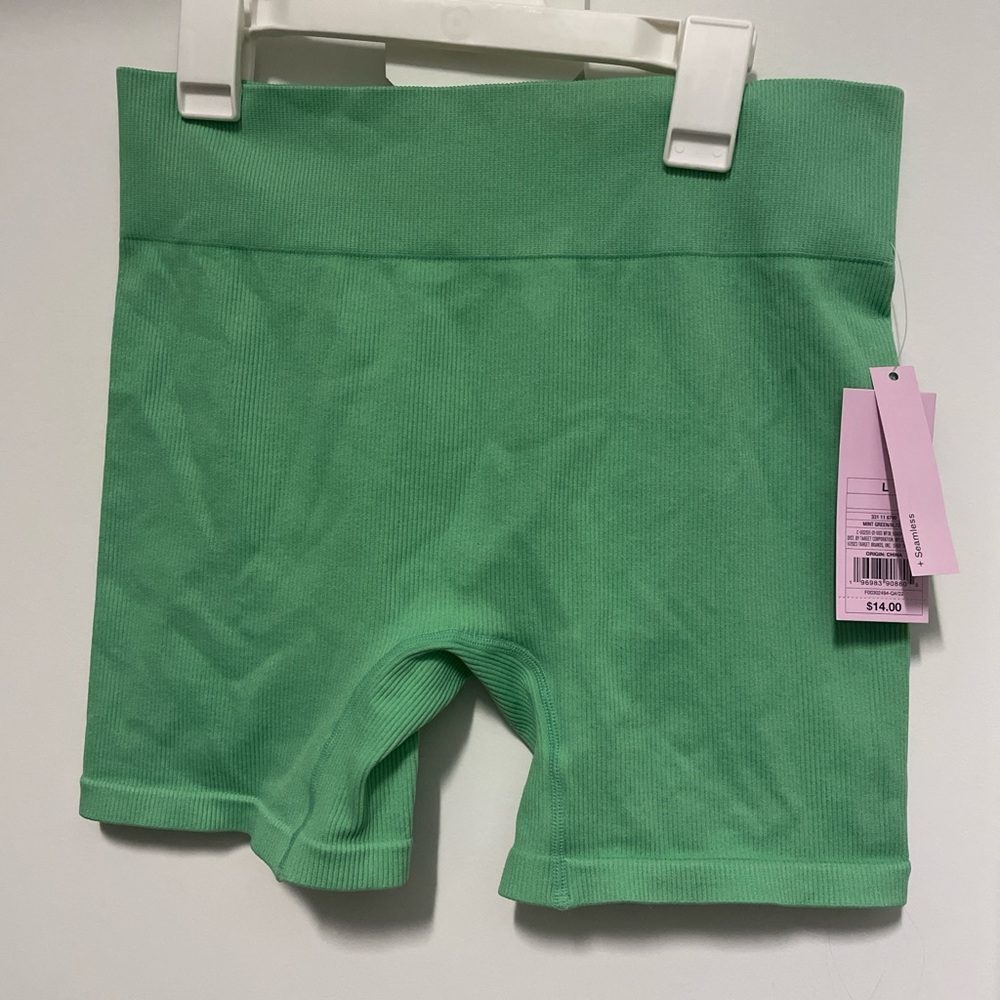 Green Ribbed Biker Shorts NWT